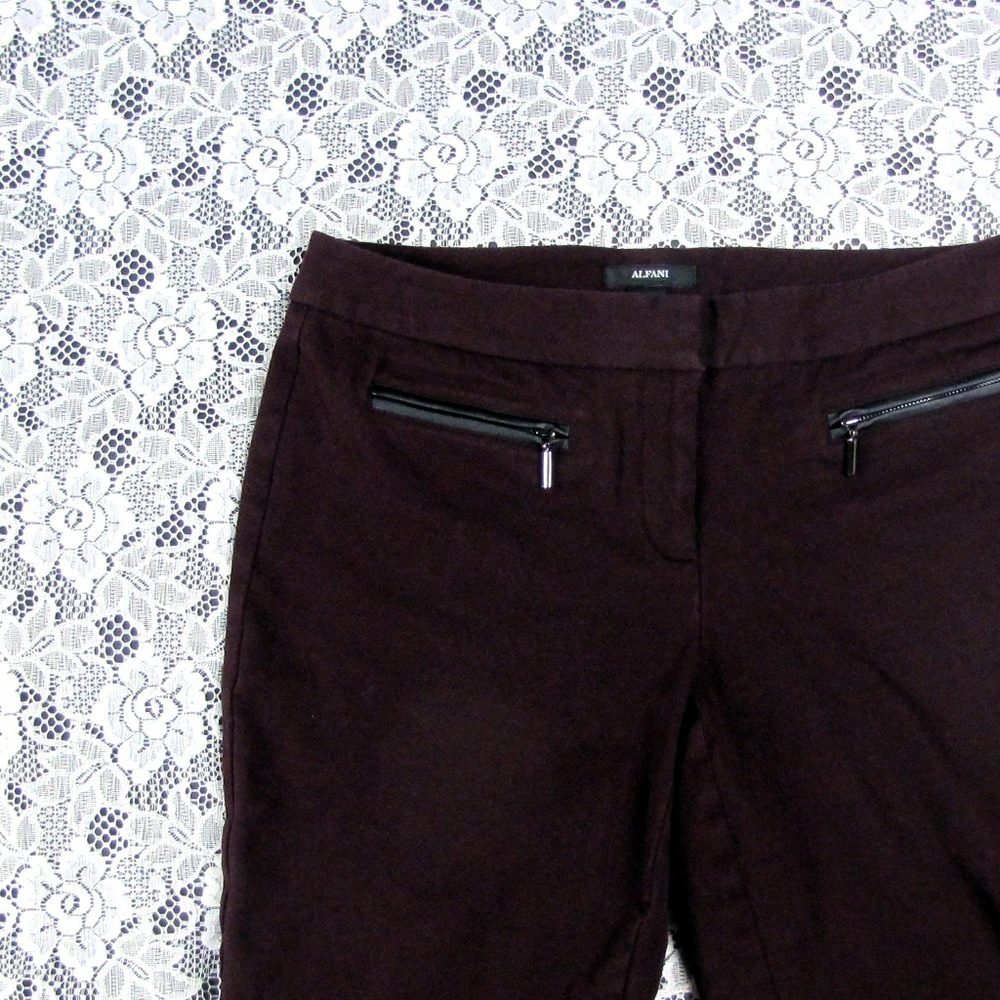 Alfani Burgundy Zippered Pocket Pants - 6
